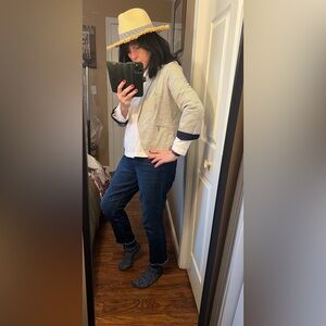 Striped Jacket with Navy Accents